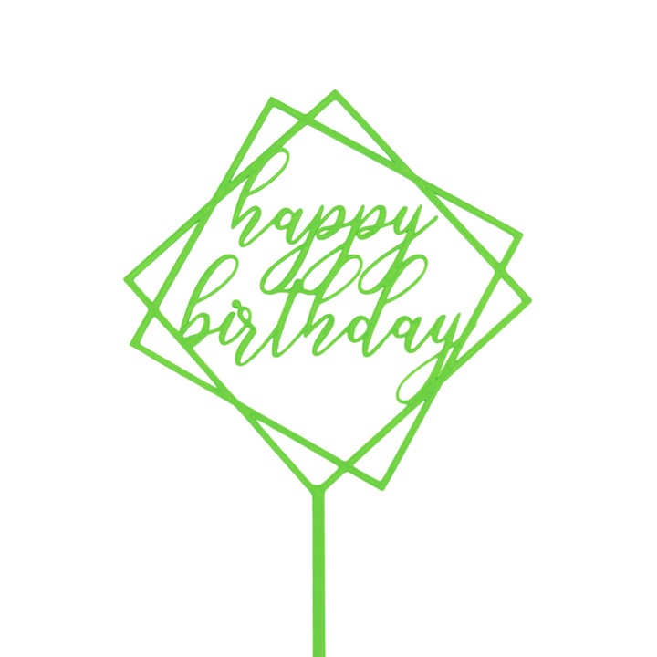 Tortafedő dekoráció "Boldog születésnapot", születésnap, évforduló, 19 x 12 cm, zöld