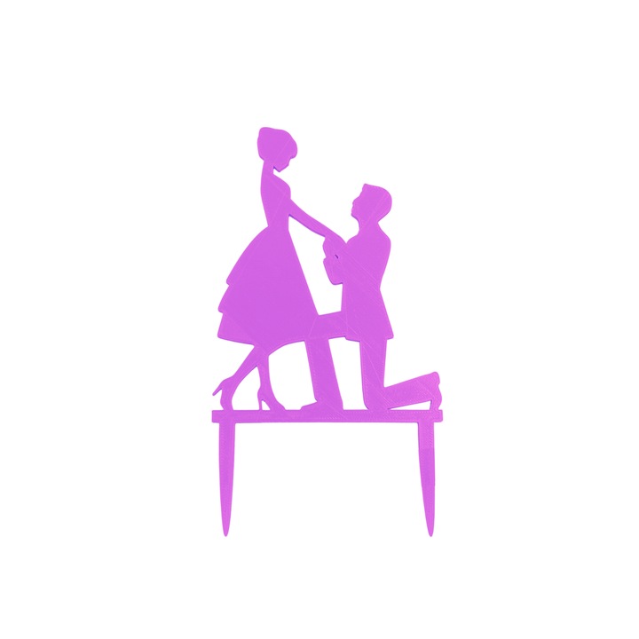 Декорация за торта "Фигури - предложение за брак", искаш ли да бъдеш моя жена, специално събитие, 18 х 10 см, светло лилаво