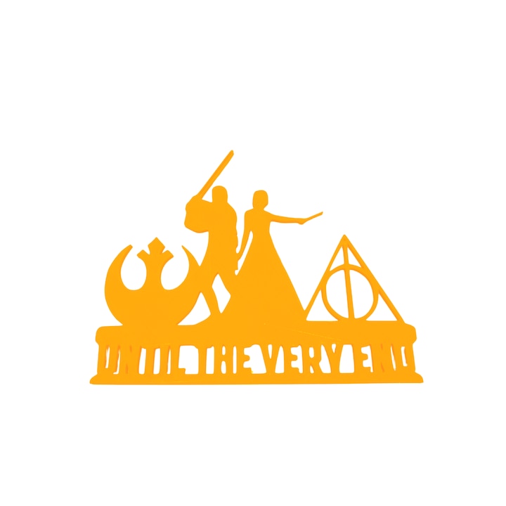 Сватбена украса за торта, До самия край, оранжево 15 х 18 см