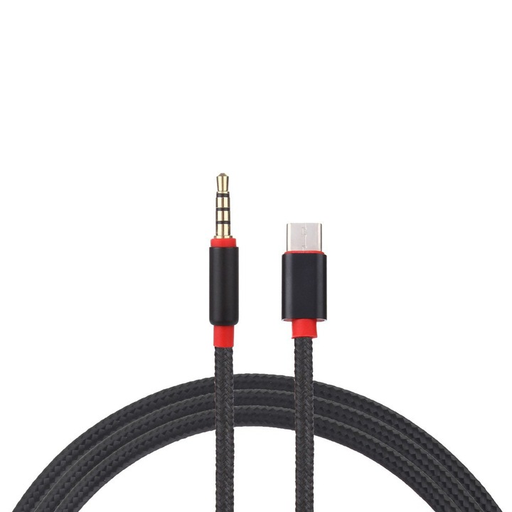 Cablu Usb-c tip c tata la jack 3.5mm tata Negru