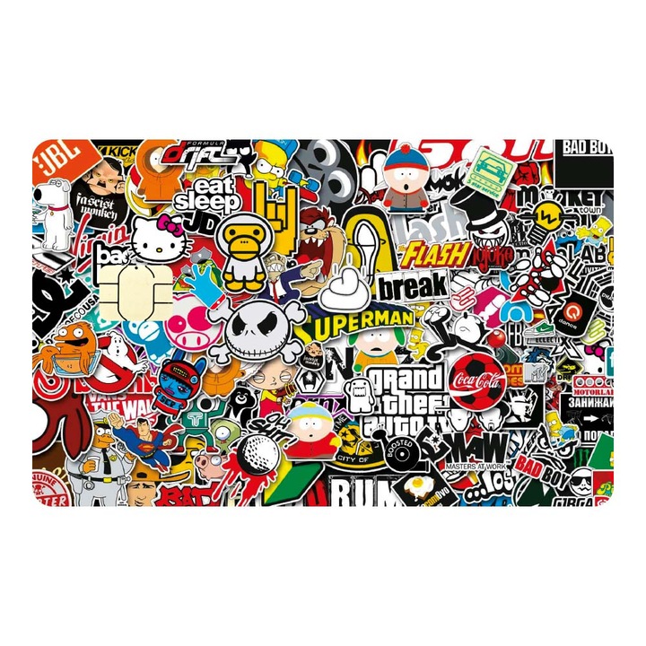 Folie Skin Autocolanta pentru Card de Credit, Card de Debit cu Cip Mic - Sticker Bomb