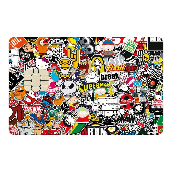 Folie Skin Autocolanta pentru Card de Credit, Card de Debit cu Cip Mare - Sticker Bomb