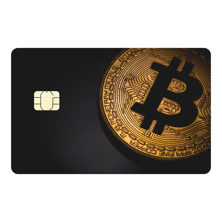 Folie Skin Autocolanta pentru Card de Credit, Card de Debit cu Cip Mic - Moneda Bitcoin