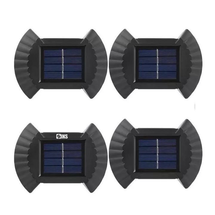 Set 4 lampi solare cu lumina bidirectionala pentru garduri, pereti exteriori, terase si scari exterioare