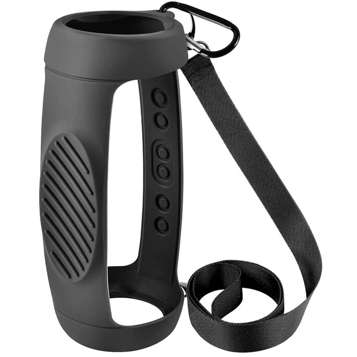 Husa pentru boxa portabila, Silicon, Compatibila cu JBL Charge 5, Negru
