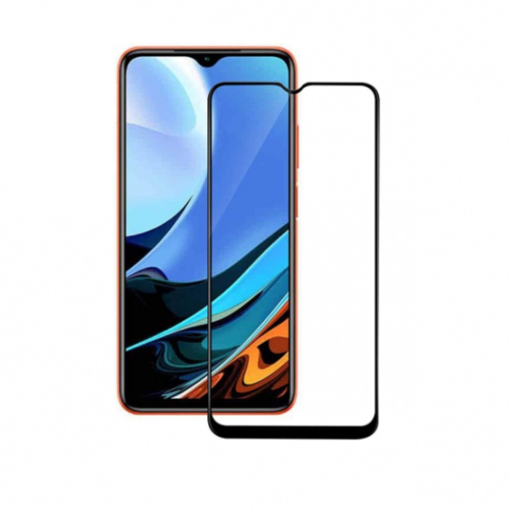 Стъклен Протектор за Xiaomi Redmi 9T, Удароустойчив, Full Coverage, Черен