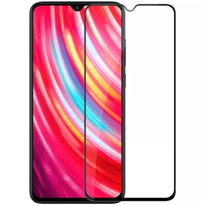 Protector de sticla, pentru Xiaomi Redmi Note 8 Pro, rezistent la socuri, acoperire completa, negru