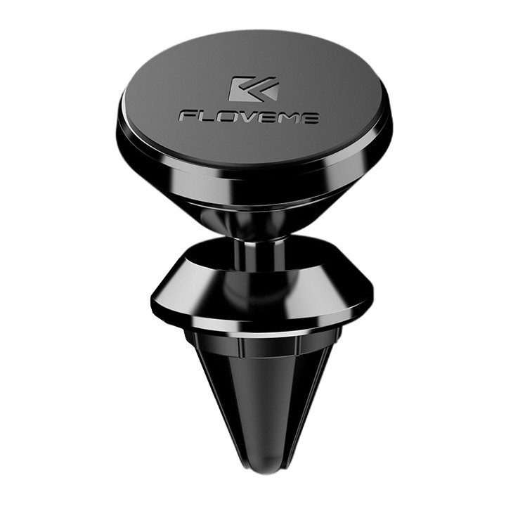Suport auto magnetic de telefon, grila ventilatie, negru, rotatie 360 grade, aliaj aluminiu, marca Floveme