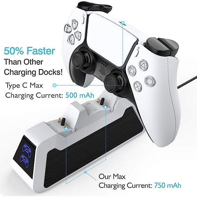 Pmd 2 Controller Зарядна станция, PMD, 2 контролера Playstation 5, LED индикатор, USB-C ...