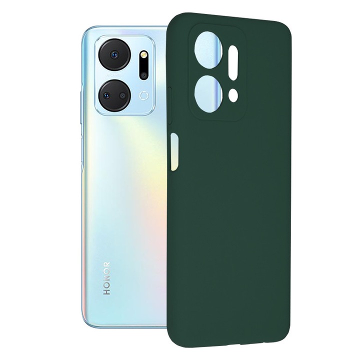 Защитен калъф за телефон Soft Edge от мек силикон, против пръстови отпечатъци, съвместим с Honor X7a, Тъмно зелен