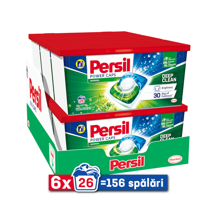 Detergent pentru rufe capsule Persil Power Caps Universal, 6x26 buc, 156 spalari