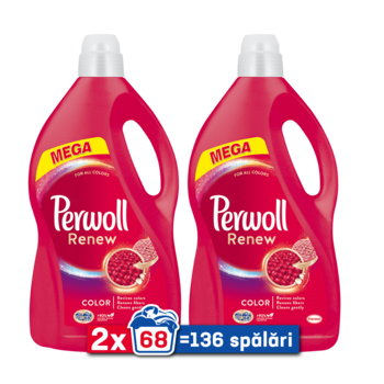 Detergent de rufe lichid Perwoll Renew Color, 2x68 spalari, 2x3,74L