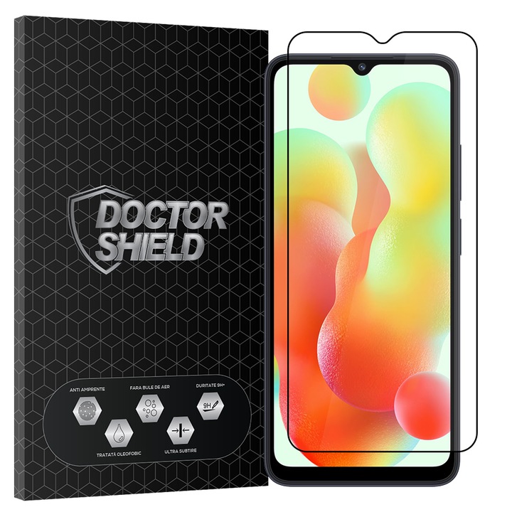 Folie Sticla Dr.Shield, Compatibil Xiaomi Redmi Note 12C 4G, Full Glue, Protectie Profesionala 2.5D