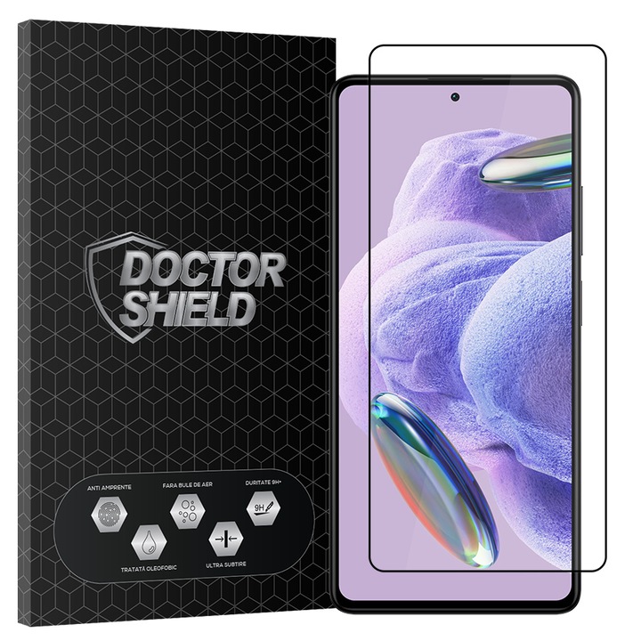 Стъклен протектор Dr.Shield, Съвместим Xiaomi Redmi Note 12 Pro+ 5G, Пълно лепило, Професионална 2.5D защита