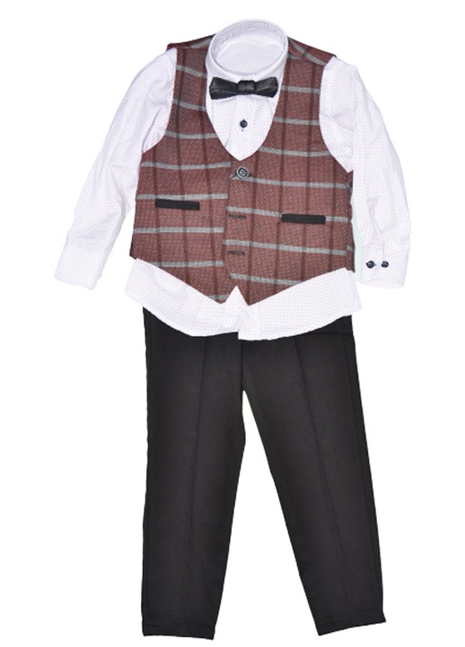LOOKS KIDS Елегантен костюм за момче от 4 части KM1703M-98, Кафяв 95080