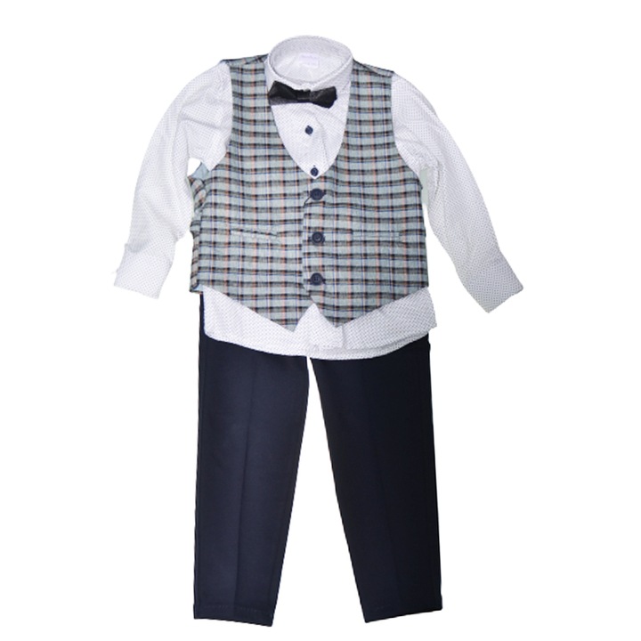 Costum elegant din 4 piese LOOKS KIDS pentru baieti KM2001G-92, Gri 95110