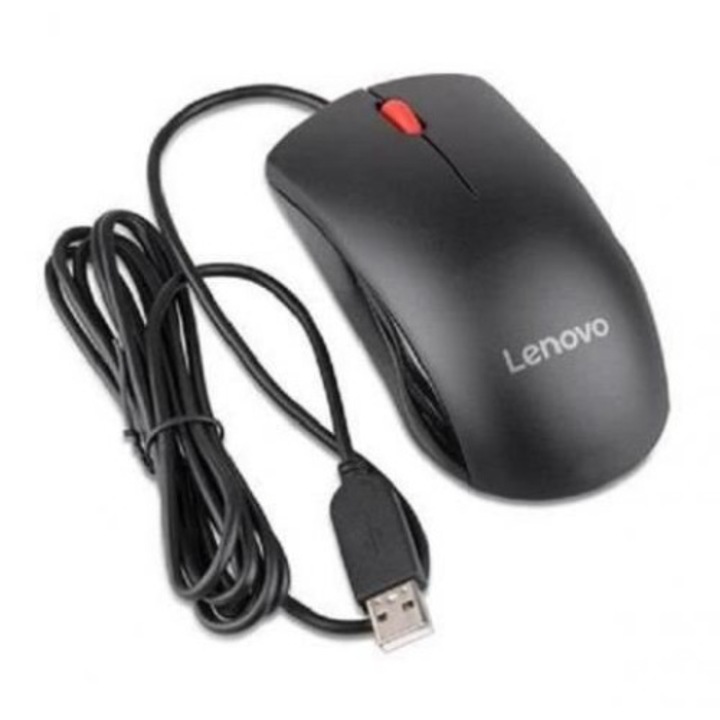 Мишка Lenovo Travel, USB, 3 бутона, USB, С кабел, 1000 DPI, Оптична, Черна