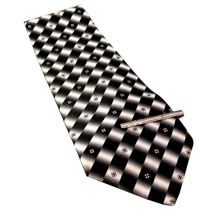 Cravata cu ac, neagra, poliester, 150 cm, Claum, 9-3/8, 1