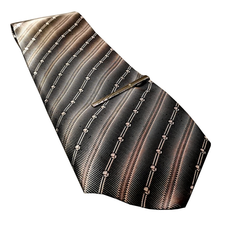 Cravata cu ac, neagra, poliester, 150 cm, Claum, 9-3/8, 5