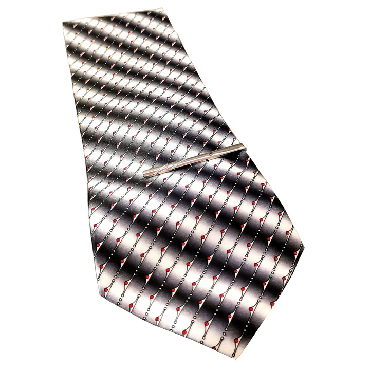 Cravata cu ac, neagra, poliester, 150 cm, Claum, 9-3/8, 3