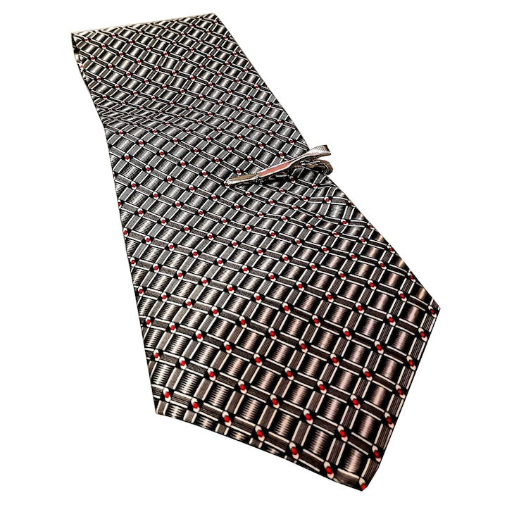Cravata cu ac, neagra, poliester, 150 cm, Claum, 9-3/8, 2