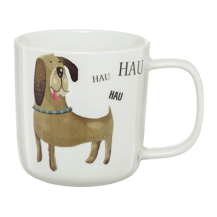 Cana portelan 370ml, model catel, alb, Ambition Pets