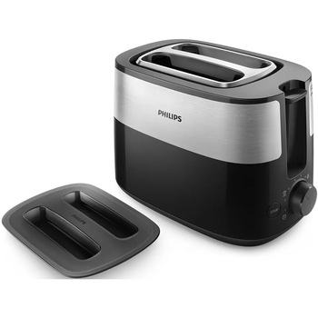 Prajitor de paine, Philips, Daily Collection HD2517/90, 830 W, Negru/Argintiu