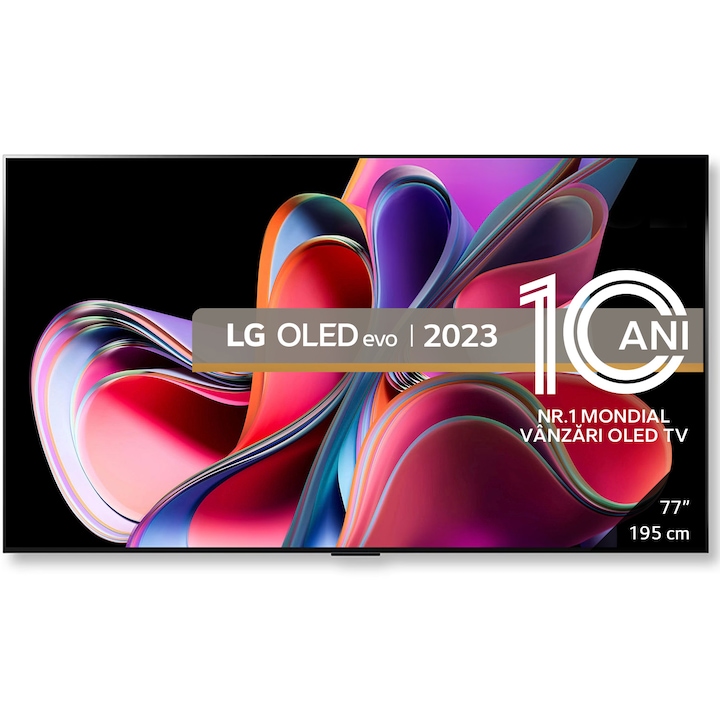 Televizor LG OLED evo 77G33LA, 195 cm, Smart, 4K Ultra HD, 100 Hz, Clasa F (Model 2023)