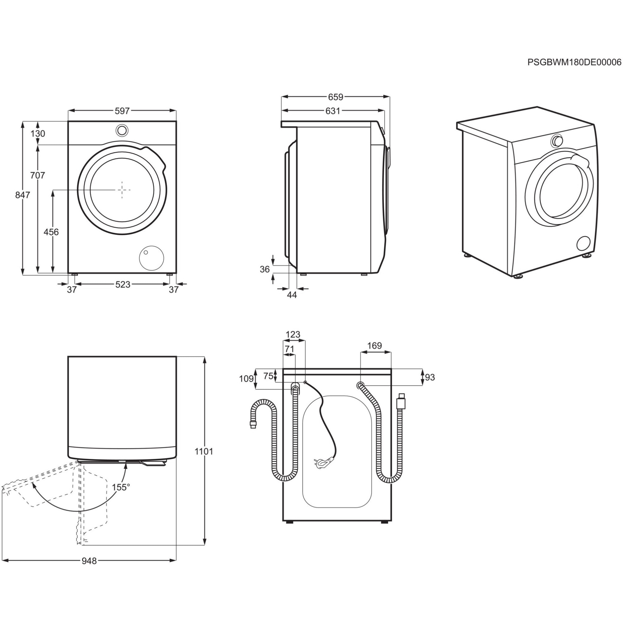 Masina de spalat rufe cu uscator AEG LWR75965O, Spalare 9 Kg, Uscare 6 Kg, 1600 rpm, Clasa A, Motor Inverter, WiFi, ProSense, ProSteam, Alb