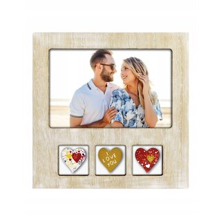 ZEP Athis Cornice Portafoto In Legno Grigio Effetto Invecchiato 10x15 Cm - Da Tavolo O Da Parete, 17,3x22,4x2,2 Cm