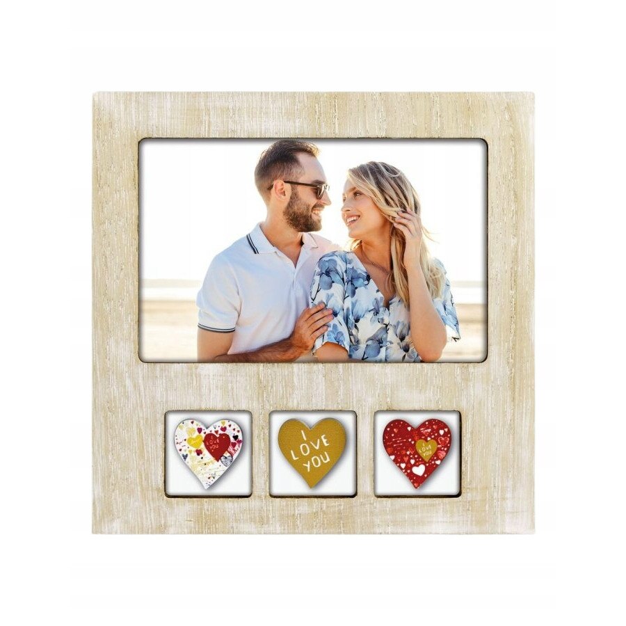 ZEP Athis Cornice Portafoto In Legno Grigio Effetto Invecchiato 10x15 Cm - Da Tavolo O Da Parete, 17,3x22,4x2,2 Cm