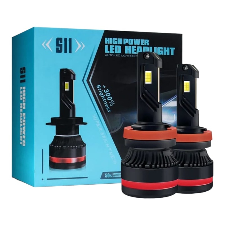 Комплект LED крушки за кола AutoREY, Premium, H1, 55w/крушка, 20000 лумена, 6500K, 12-24 волта, CSP, медна сърцевина, 2бр.