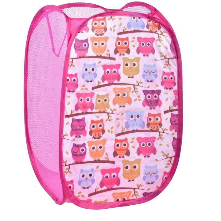 Összecsukható játékdoboz Bagoly, rózsaszín, 36x58 cm