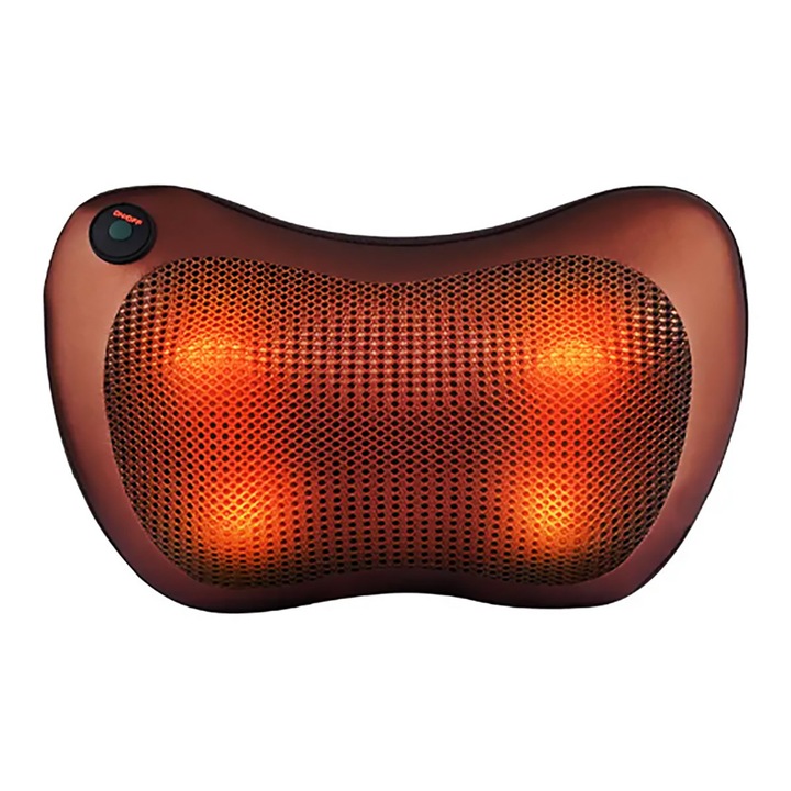 Масажна възглавница Liberta, За гръб и врат, Ролков масажор, С подгряване, За кола и дома, 31,5х12х20см