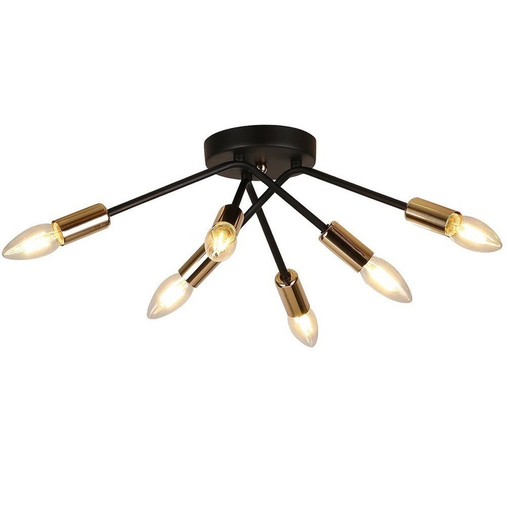 Плафон Candellux Tiara,6x40W E14, Черен/Златен