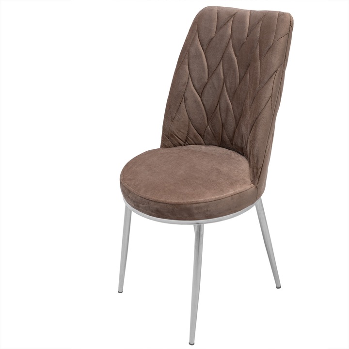 Scaun DENVER Frankfurt, maro, cadru cromat, tapitat, stofa, 46x52x92 cm