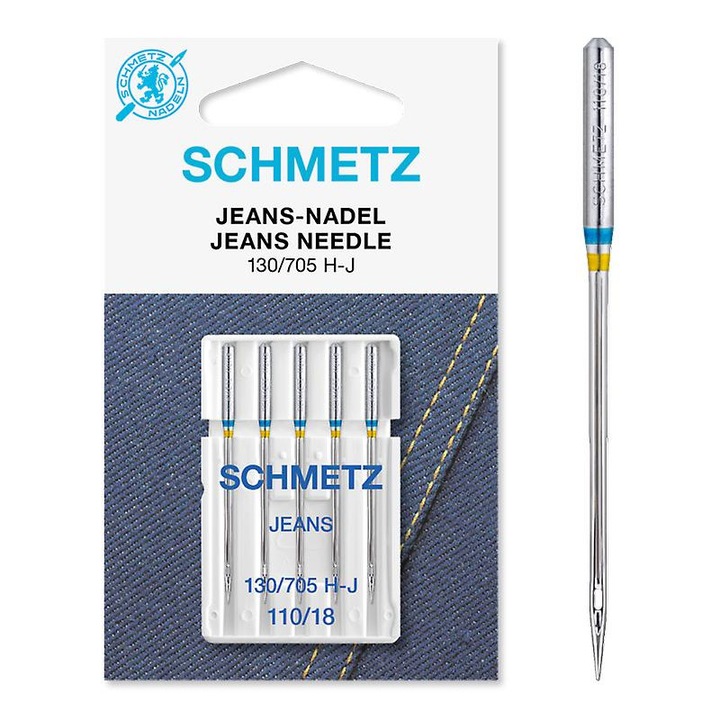 5 db Jeans Schmetz tűszett, 110-es tűfinomság, 130/705 H tűrendszer