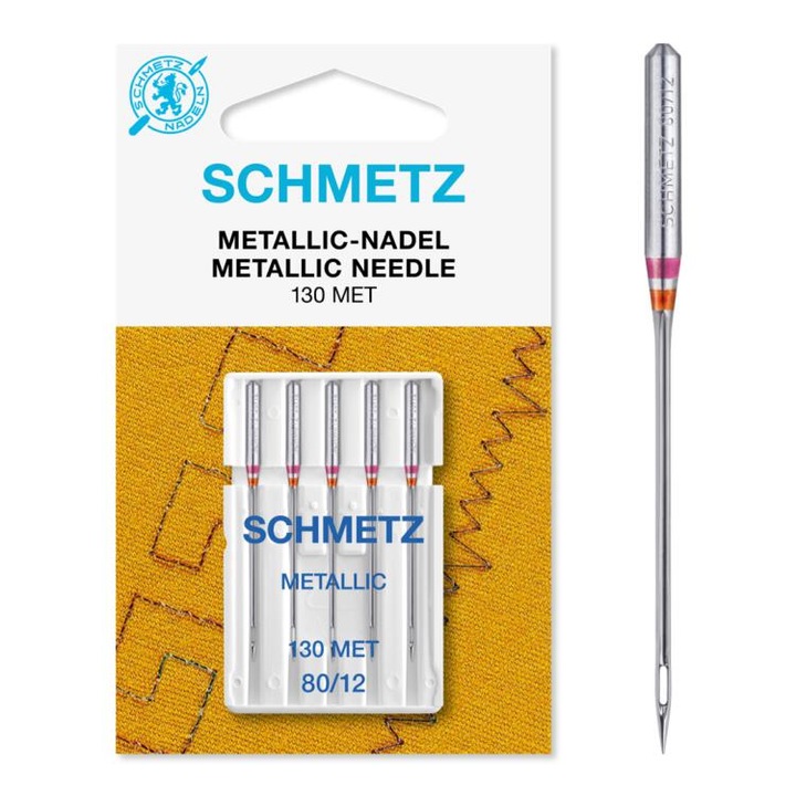 Schmetz 5 db-os tűkészlet fém cérnához, tűfinomság 80, varrógéphez, tűrendszer 130/705 H
