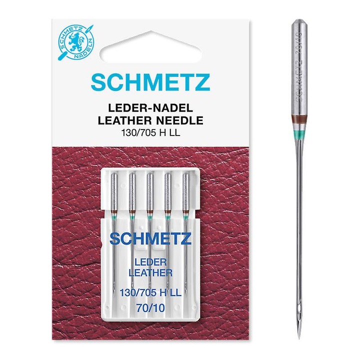 5db Schmetz bőr tű készlet, 70-es tűfinomság, varrógéphez, tűrendszer 130/705 H