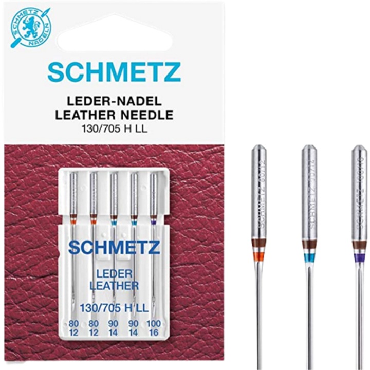 Set combinat 5 ace piele Schmetz, finete ac 80-100, pentru masina de cusut, sistem ac 130/705 H