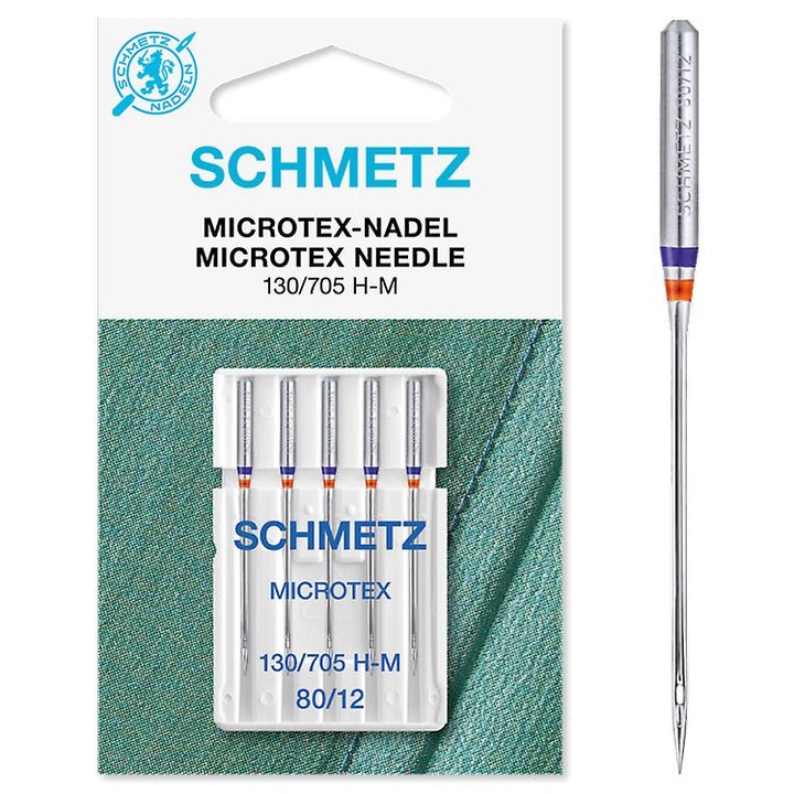 Schmetz Microtex tűkészlet, 5 db, finom tű 80, varrógéphez, 130/705 H tűrendszer