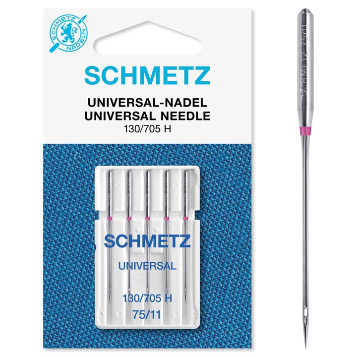 Schmetz univerzális tűkészlet, varrógéphez, 5 db, finomság 75, tűrendszer 130/705 H