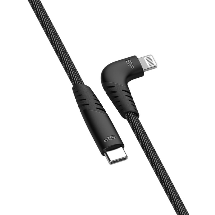 USB-C-Lightning kábel, Silicon Power, LK50CL, 1 m, 3 A, fekete