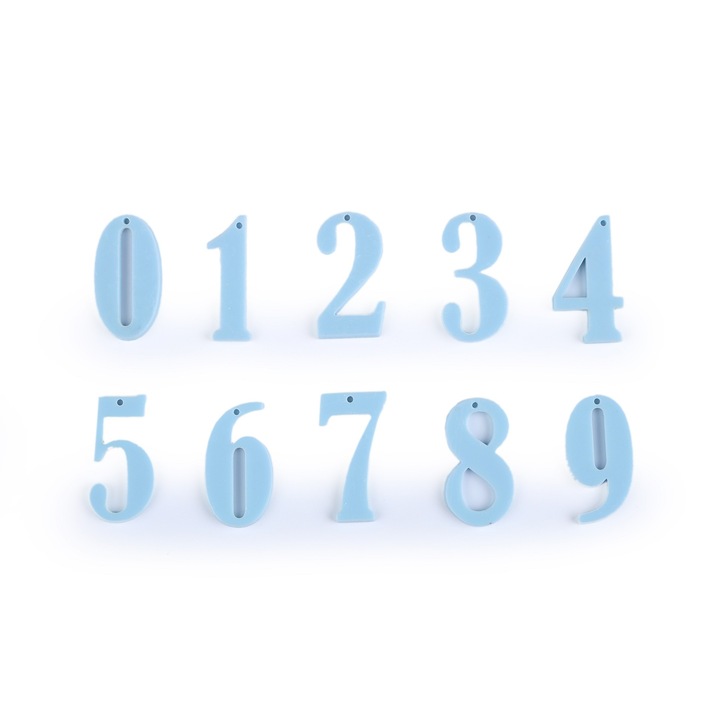 Set 10 numere din plastic pentru cusut, agatat sau lipit 0-9, Bleu