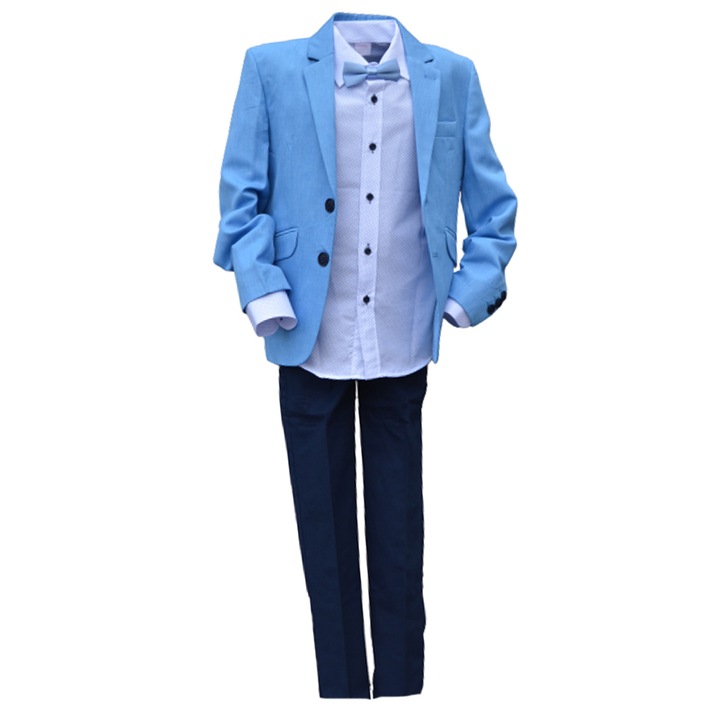 Costum elegant din 4 piese LOOKS KIDS pentru baieti KM2404A-92, Albastru 95000