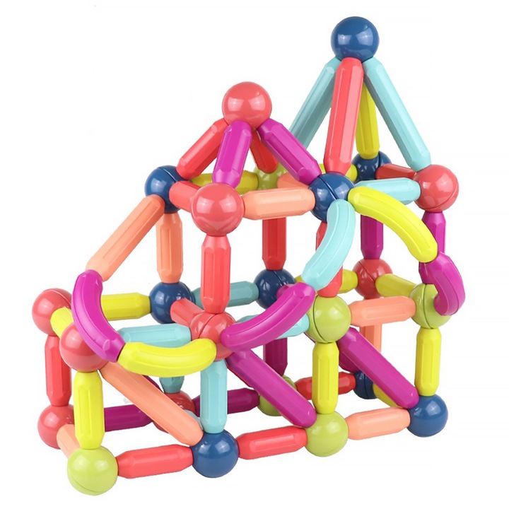 Set de constructie magnetic, NO012, 3 ani, 26 piese, Multicolor