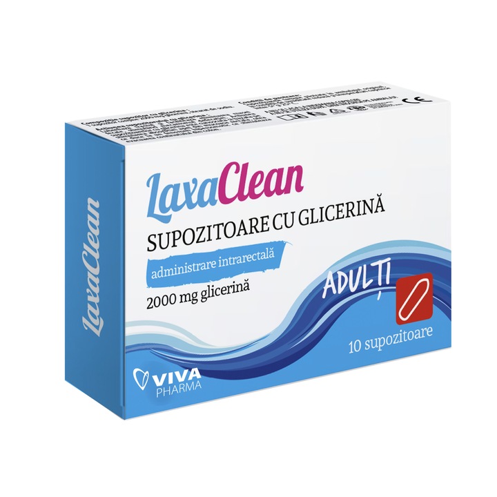 Supozitoare cu glicerina adulti Laxaclean, 10 supozitoare