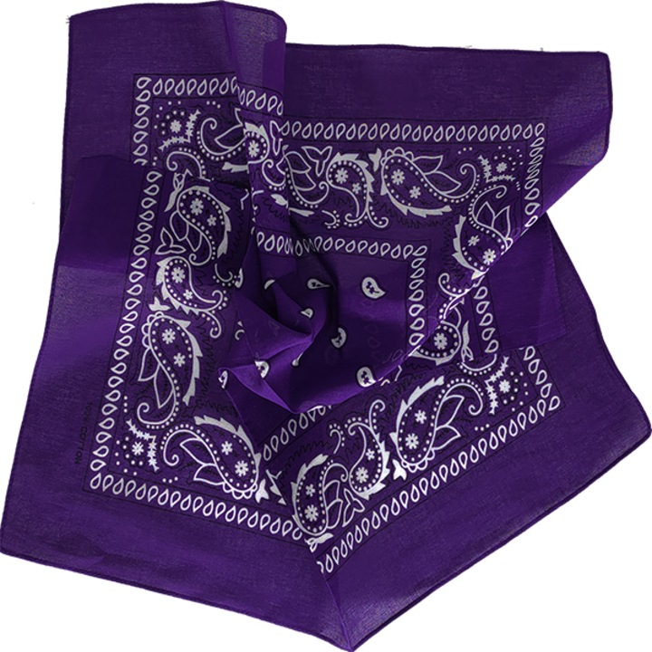 Esarfa tip bandana 100% bumbac, cu design Paisley, 54x54 cm, violet