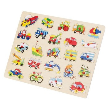 Puzzle Maxi Vehicule 24 piese detasabile plansa lemn, Happy People Puzzle Maxi Vehicule 24 piese detasabile plansa lemn, Happy People