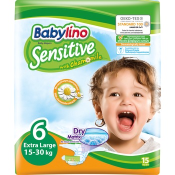 Scutece Babylino Sensitive 6, 16+ kg, 15 bucati Scutece Babylino Sensitive 6, 16+ kg, 15 bucati